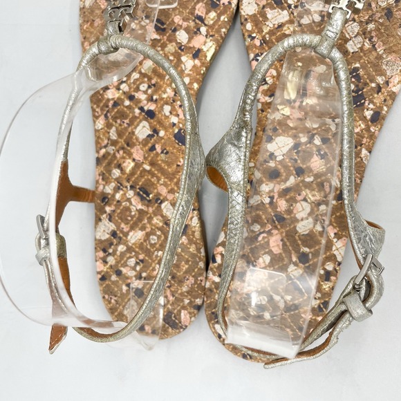 Tory Burch Womens 11M Marion Quilted T Strap Sandals Shoes‎ Cork Thong Slingback - Picture 9 of 12